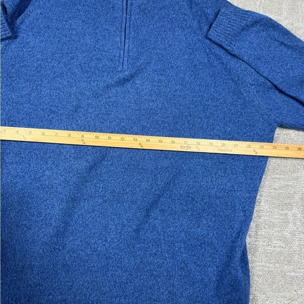 Enzo Mantovani Blue Wool 1/4 Zip Mouline Long Sleeve Knit Sweater Size XXL